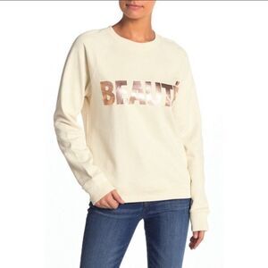 New J. Crew Cream Metallic Beaute Sweatshirt S